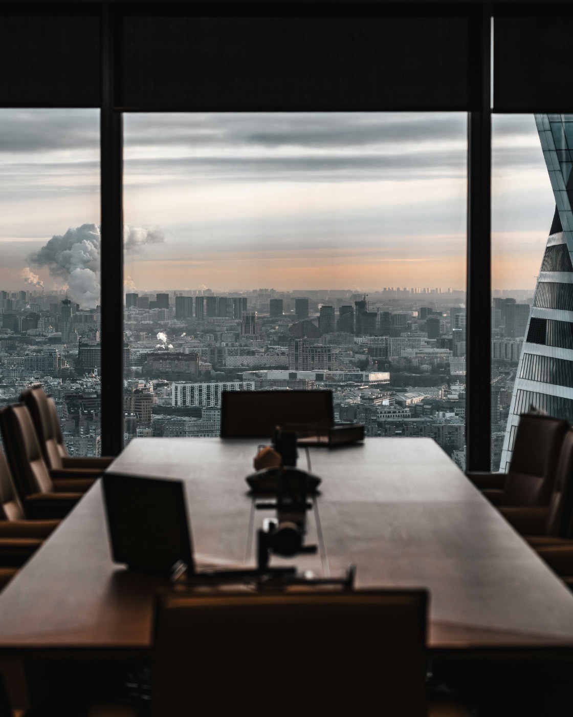 City view from a high-floor boardroom